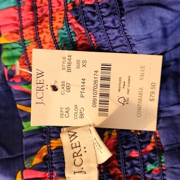 J.Crew Factory Smocked Tiered Mini Skirt Blue Size XS NWT - Picture 7 of 11